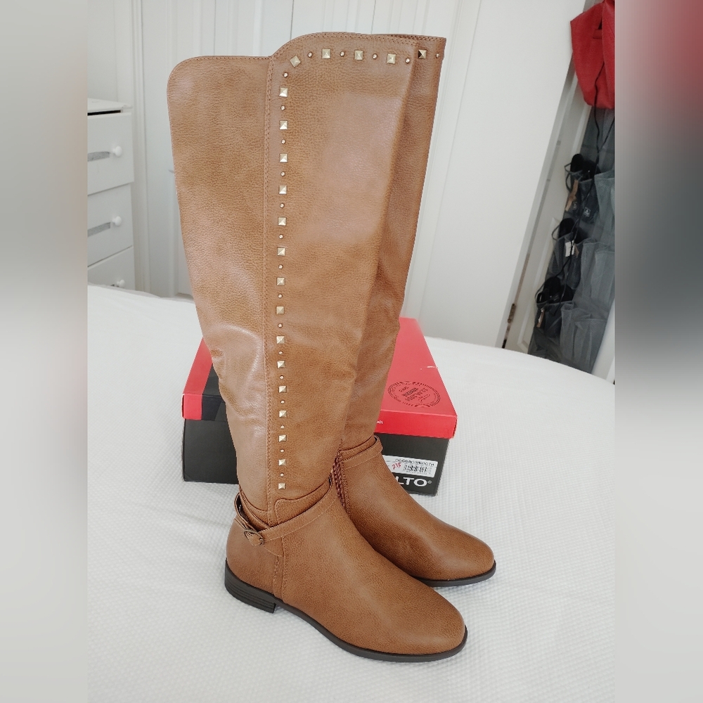 Women's RIALTO Casual Boots COGNAC - Studded Ferrell Boot Size 7.5 M.